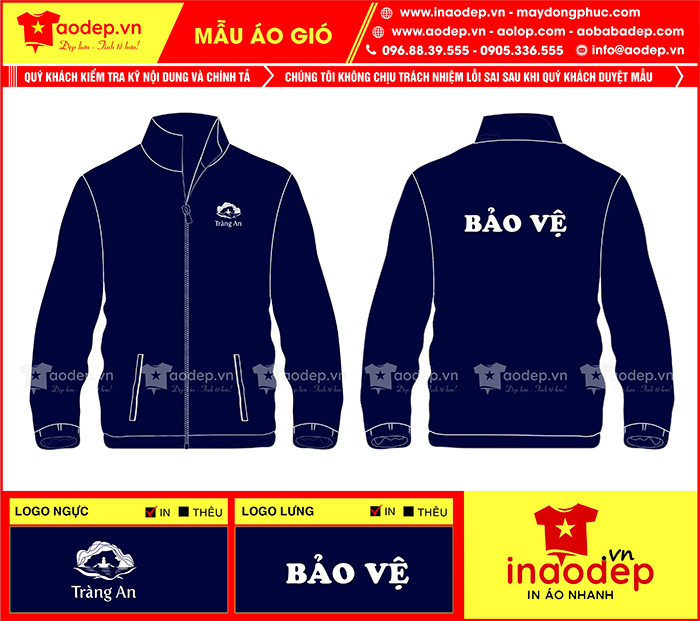 May áo khoác đồng phục Bảo vệ Tràng An | May ao gio dong phuc